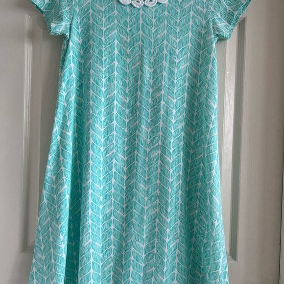 Lauren James printed A-line dress. Aqua & white. EUC! Size small. - Picture 3 of 5